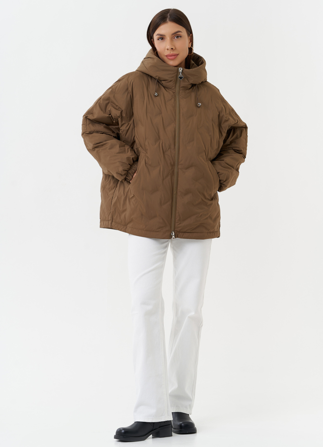 фото Женская куртка оверсайз с капюшоном модель № 27870