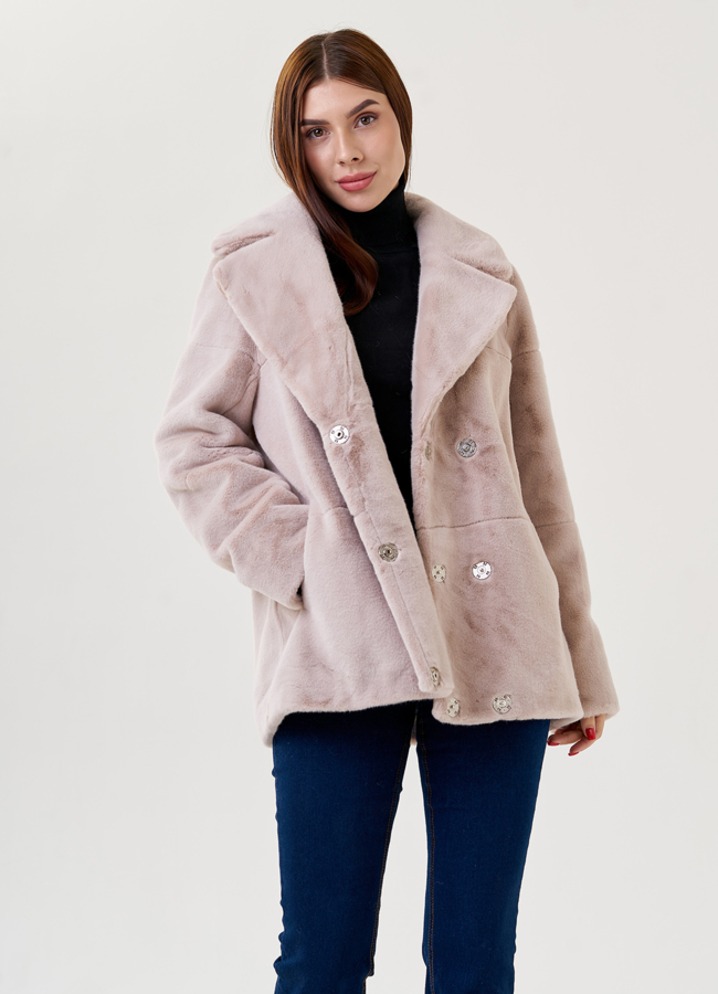 Женская куртка из искусственного меха с английским воротником  модель № 23538 универмаг малина