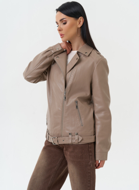 Куртка косуха из эко кожи бежевого цвета