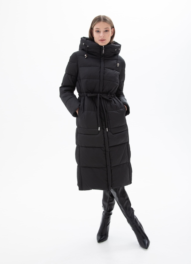 Пуховик женский с капюшоном  модель № 25513 меха малина