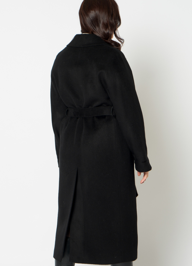 Классическое женское пальто в черном цвете модель № 21307 в рассрочку