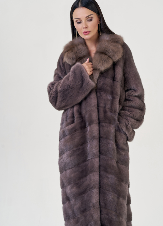 Шуба из норки с английским воротником модель № 76944 универмаг малина