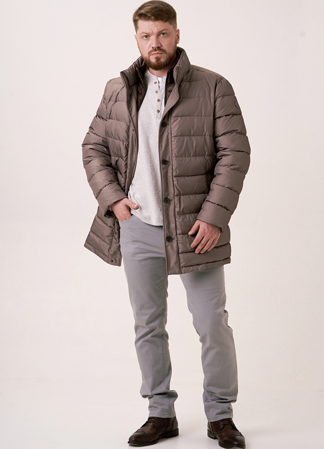 Мужской пуховик на пуговицах со стойкой модель № 3254 универмаг малина