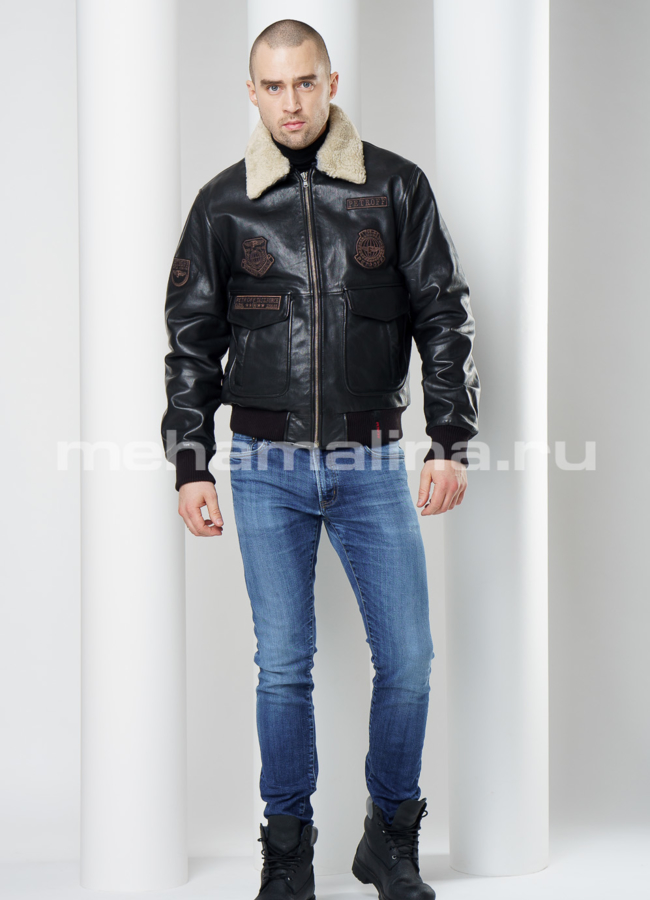 Кожаная утепленная куртка модель № KP-220 в рассрочку