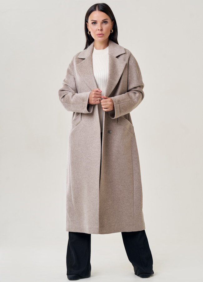 фото Пальто женское бежевого цвета  модель № 22948