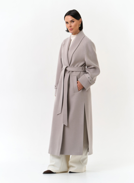 Женское длинное пальто с поясом