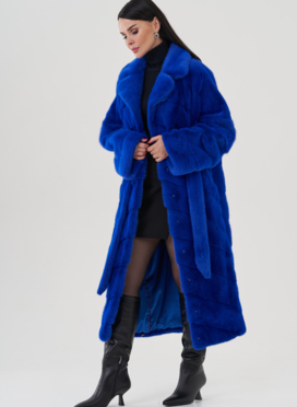 Шуба из норки синего цвета