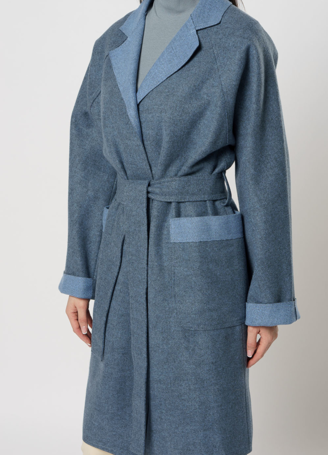 Пальто женское синего цвета модель № 19607 универмаг малина