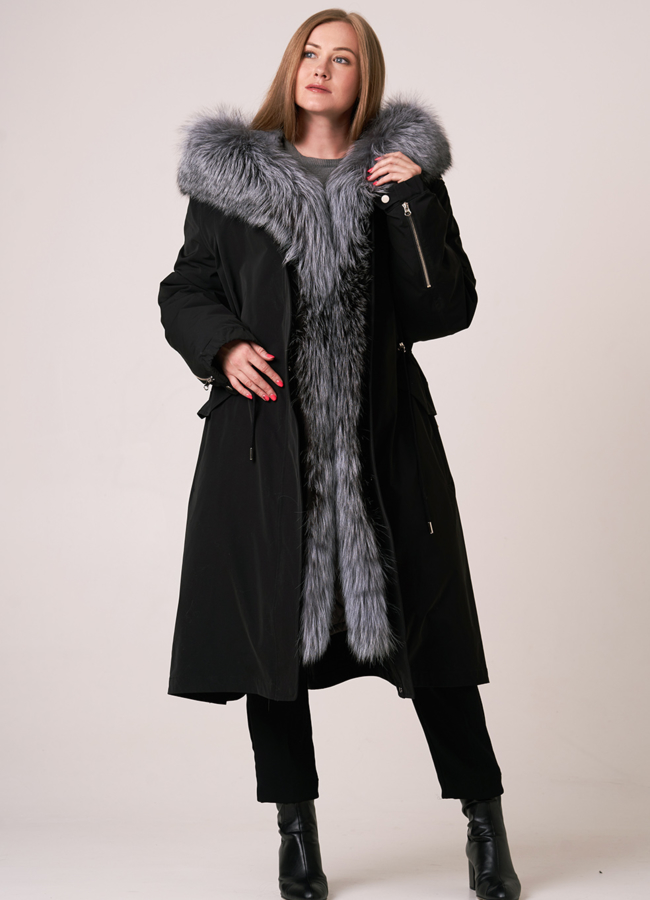 Меховая парка с отделкой из чернобурки модель № 3936 универмаг малина