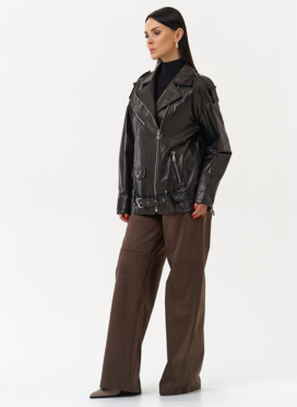 Удлиненная кожаная куртка-косуха Удлиненная кожаная куртка-косуха