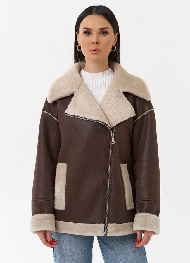 Женская дубленка из эко замши  модель № 29985 в кредит