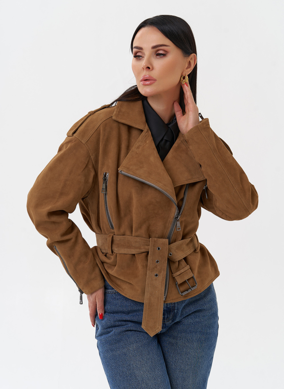 Куртка из замши с поясом