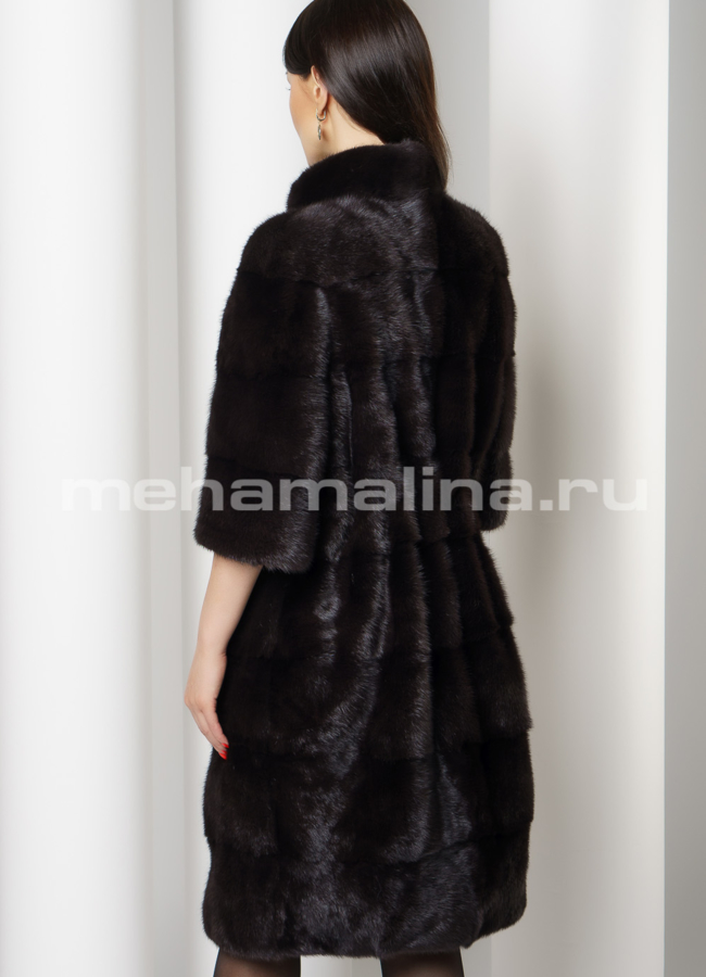Норковая шуба воротник стойка цвет уголь модель № S-737 универмаг малина