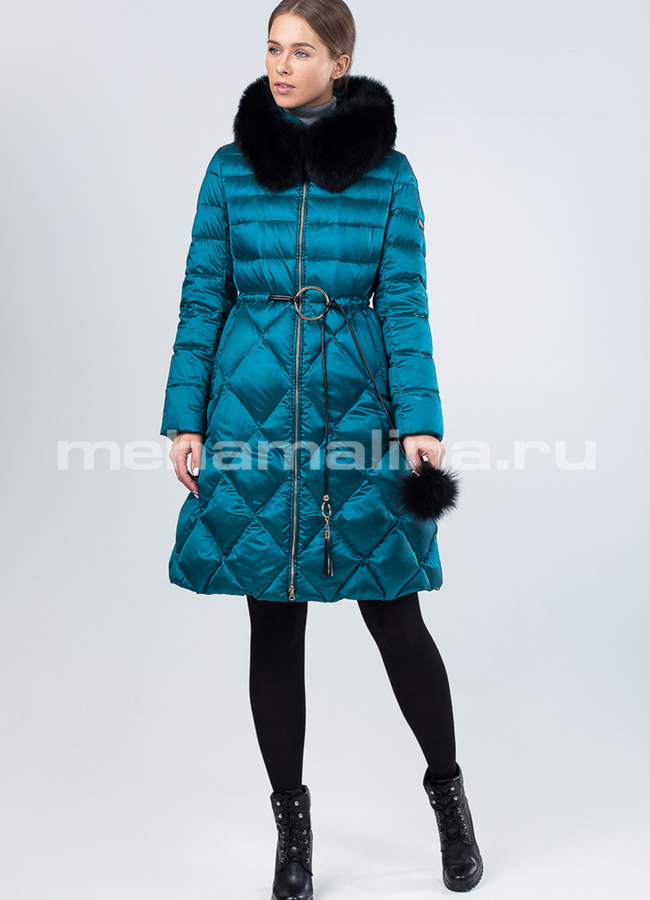 Пуховик зимний утепеленный модель № П-261 меха малина