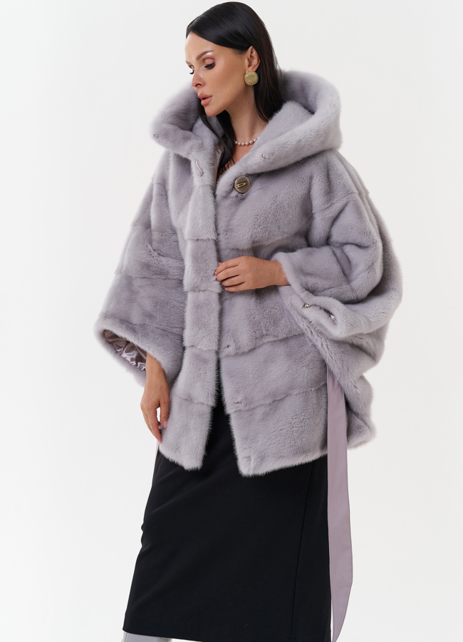 Шуба из меха норки с капюшоном модель № 27648 универмаг малина