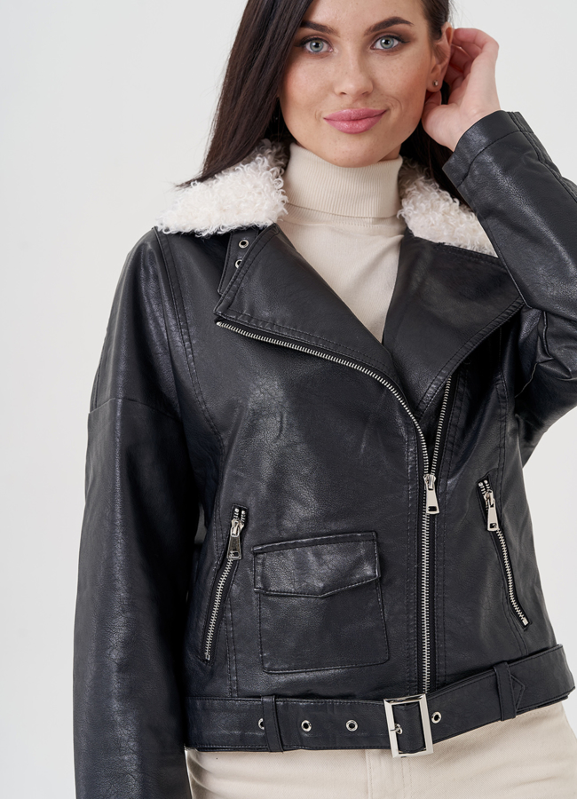 Куртка косуха демисезонная из эко кожи на утеплителе модель № 23997 универмаг малина