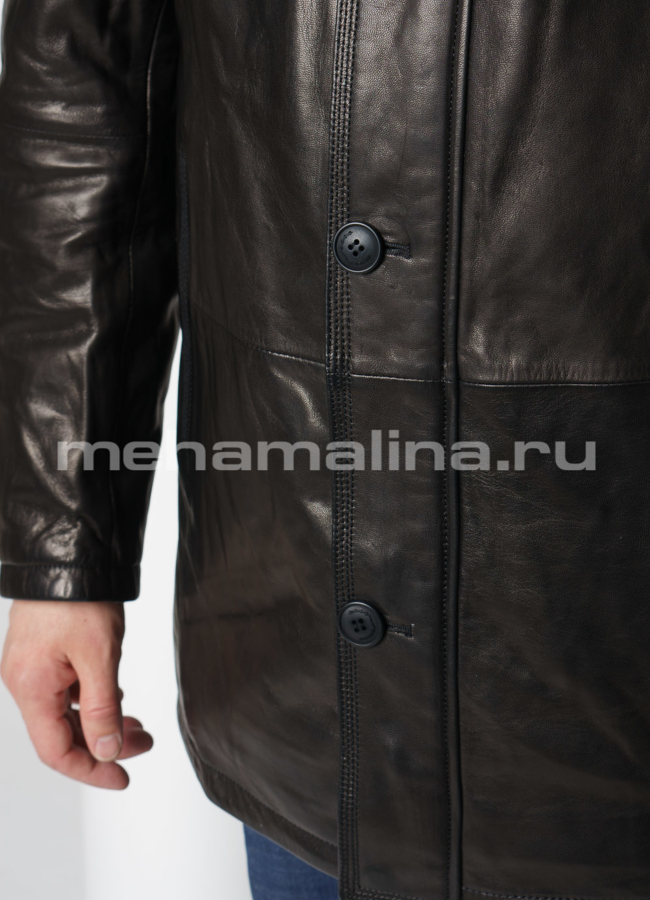 Дубленка из натуральной кожи на волке модель № DM-133 универмаг малина