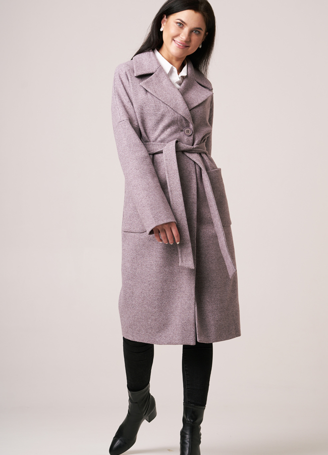 Пальто с поясом модель № 5585 универмаг малина