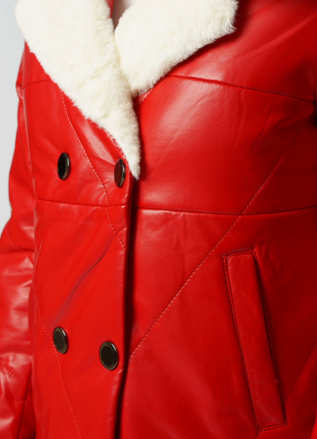 Куртка из искусственной кожи красного цвета модель № 20219 универмаг малина