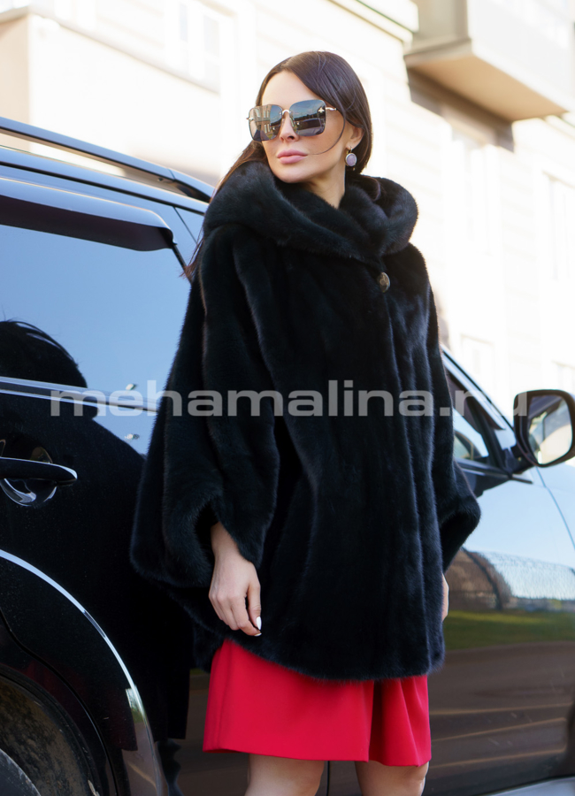 Шуба из норки модель № S-695 меха малина