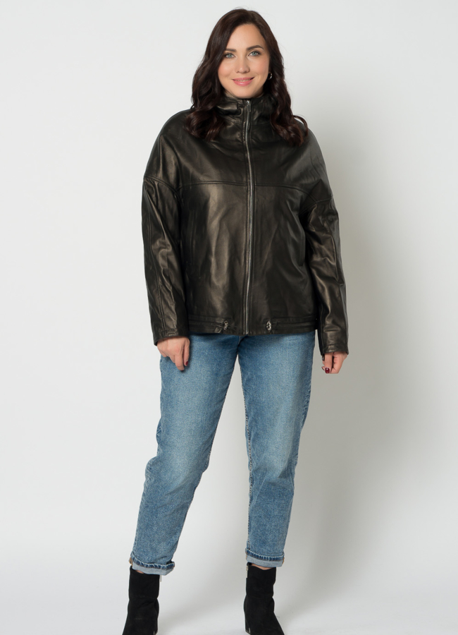 фото Куртка из натуральной кожи с капюшоном модель № 21667