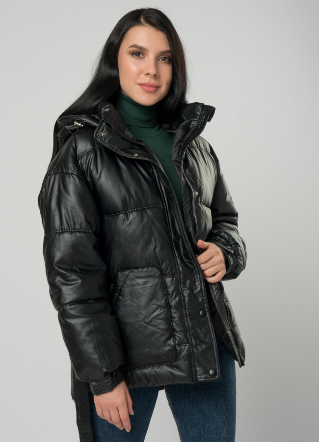 Теплая куртка из искусственной кожи модель № 73426 универмаг малина