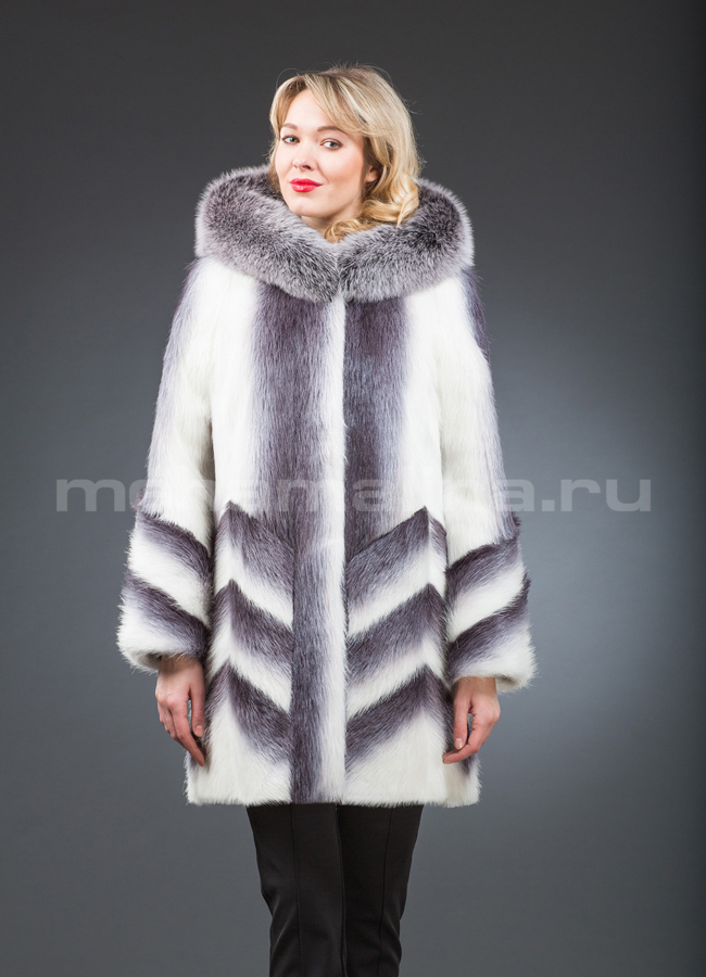 Шуба нутрия модель № S-138 меха малина