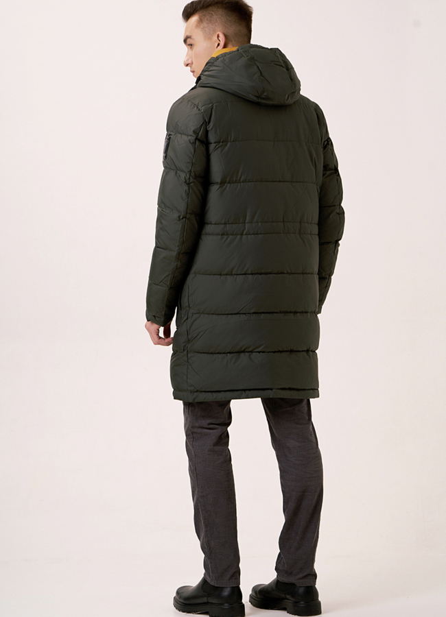 Удлиненный пуховик с капюшоном модель № 0992 в кредит