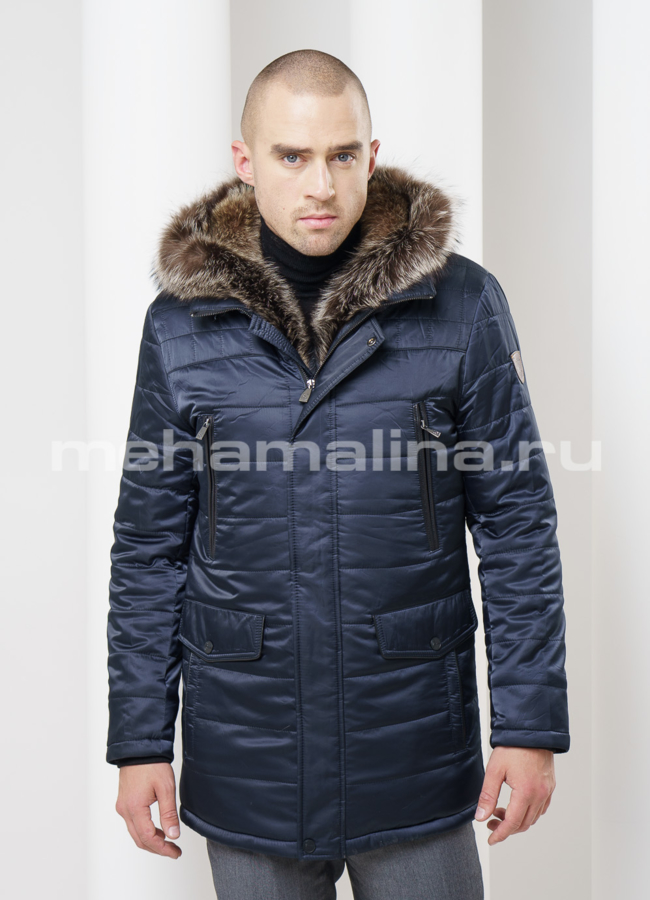 Зимняя куртка удлиненная модель № KM-6 меха малина