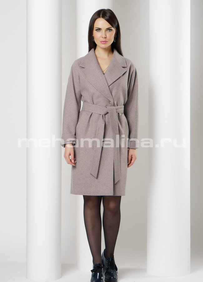 Пальто из шерсти, в цвете капучино, на пуговицах, английский воротник модель № 2600 в рассрочку