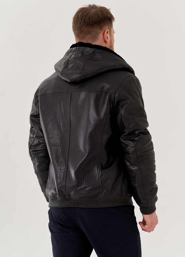 Мужская дубленка черного цвета модель № 79287 в кредит