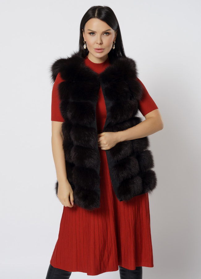 Меховая жилетка из песца модель № 21720 универмаг малина