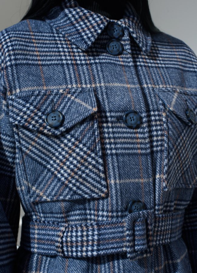 Женское пальто - рубашка синего цвета модель № 21837 универмаг малина