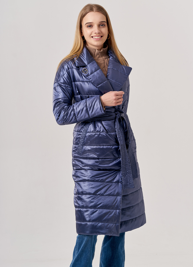 Женское демисезонное пальто синего цвета модель № 20712 универмаг малина
