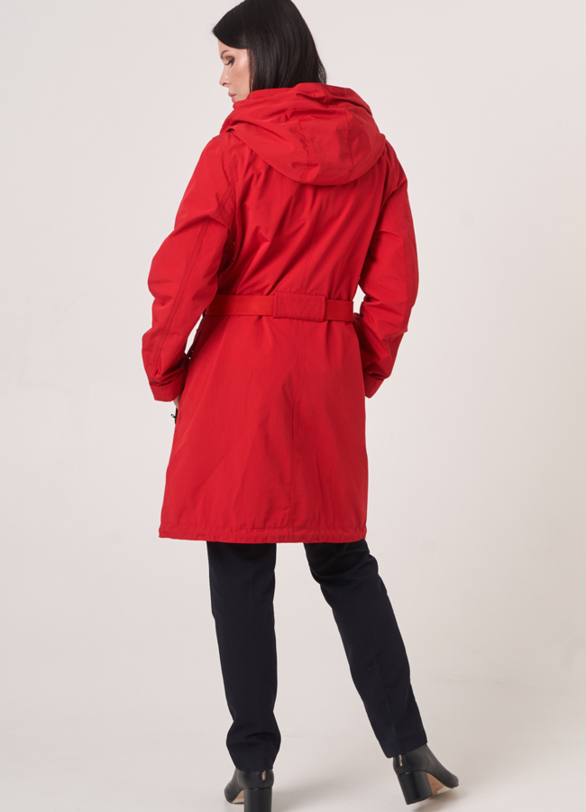 Красная меховая парка с капюшоном модель № 12035 универмаг малина