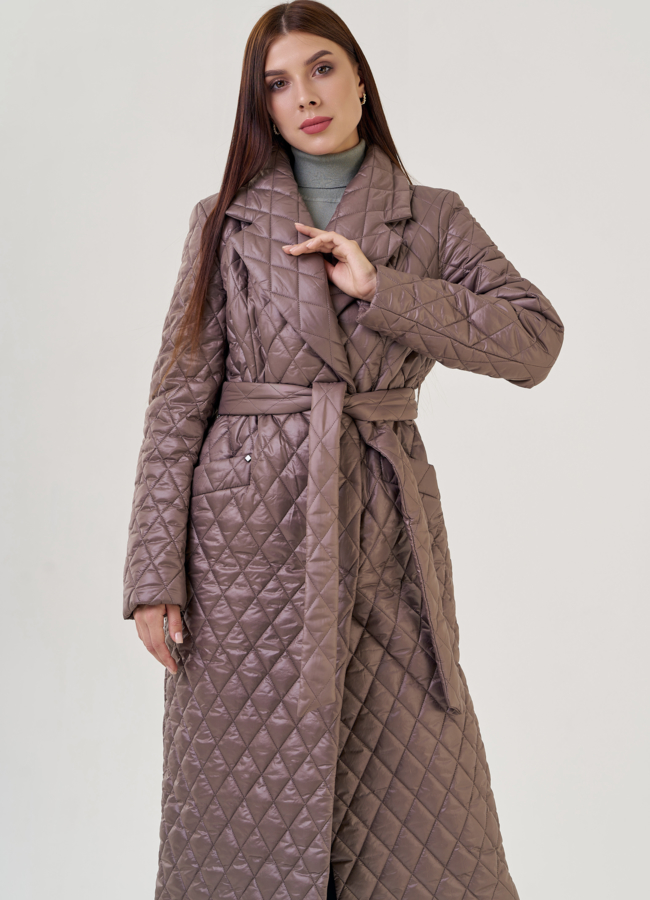 Женское утепленное пальто с английским воротником  модель № 23281 в кредит