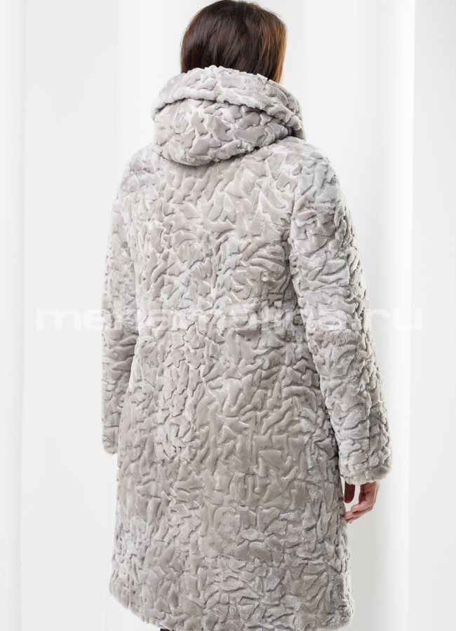 фото Шуба из мутона с капюшоном модель № S-419