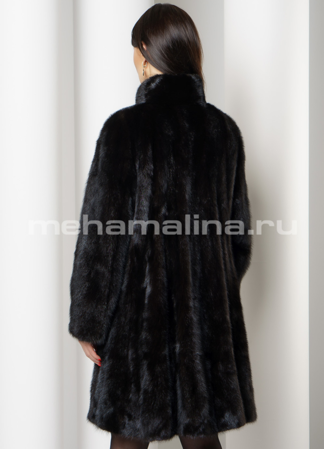 Норковая шуба с воротником стойка модель № S-739 в кредит