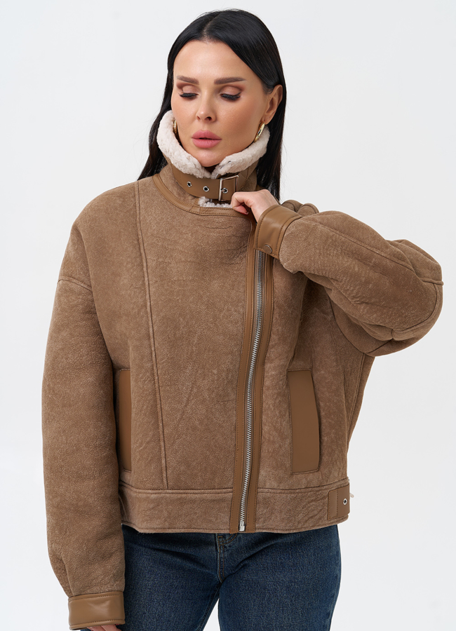 Женская натуральная дубленка модель № 29071 универмаг малина