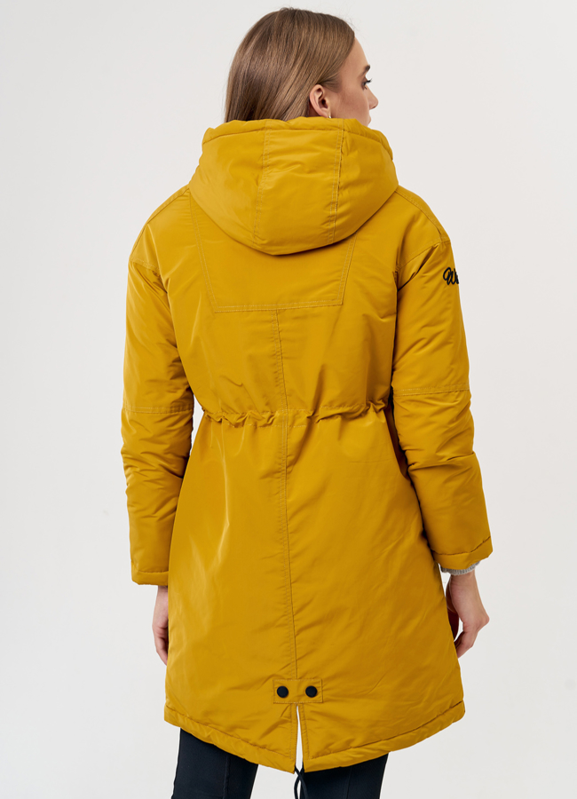 фото Женская парка горчичного цвета модель № 21240