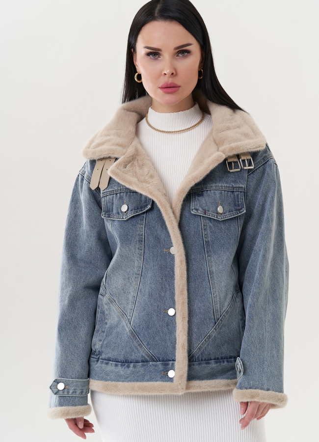 Джинсовая куртка с искусственным мехом модель № 26708 в кредит