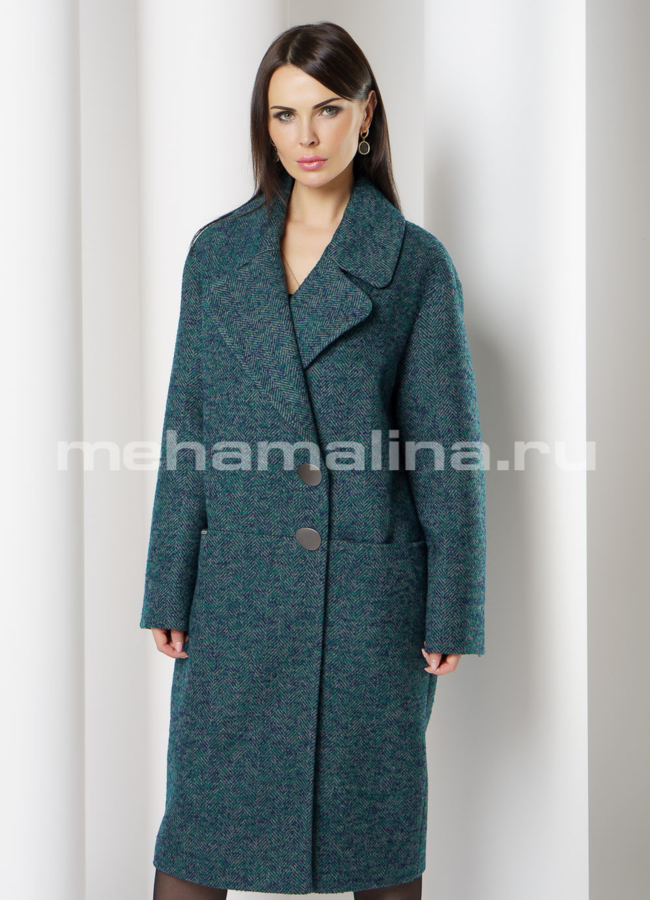 Пальто на пуговицах с английским воротником модель № А-468 меха малина