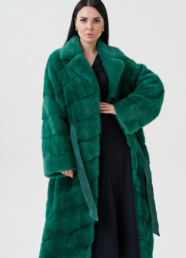 Норковая шуба с английским воротником  модель № 23820 универмаг малина