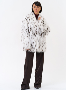 Шуба из лисы с инкрустацией под рысь