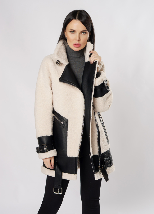 Дубленка пилот из эко кожи модель № 18994 в кредит