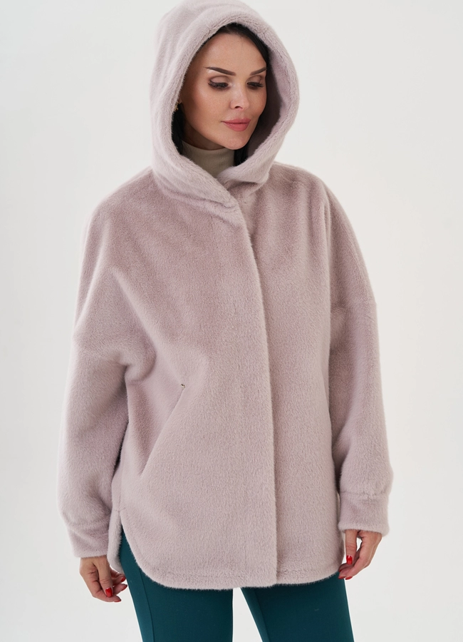 Женское полупальто с капюшоном  модель № 24723 универмаг малина
