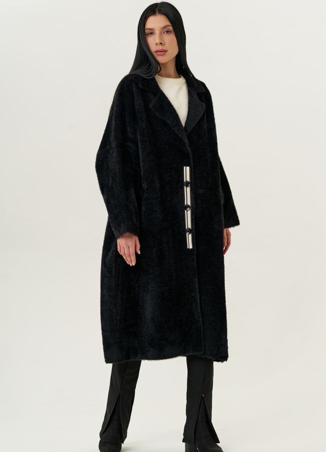 Длинный кардиган оверсайз в черном цвете модель № 703 в рассрочку