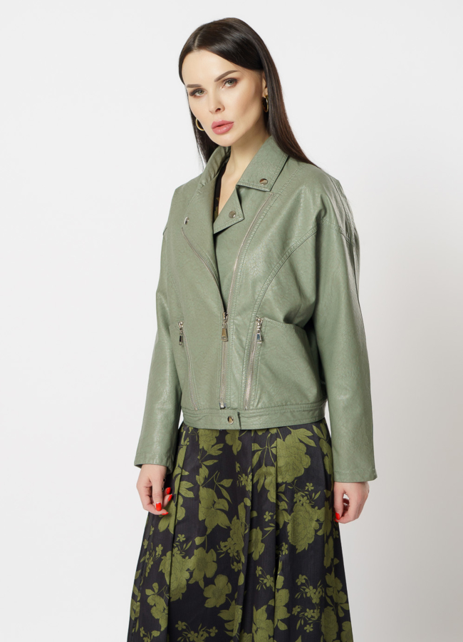 Куртка из эко кожи зеленого цвета модель № 830 универмаг малина