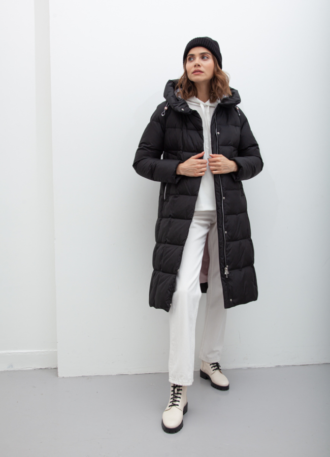 Пуховик женский черного цвета модель № 21029 универмаг малина