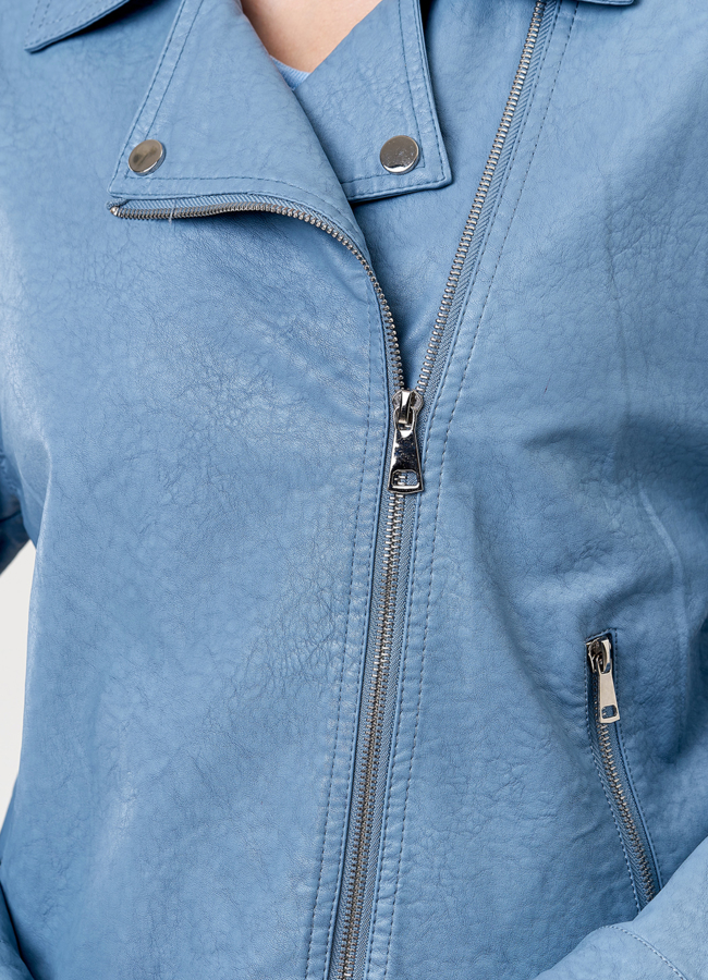 Куртка из эко кожи в голубом цвете модель № 21188 в рассрочку